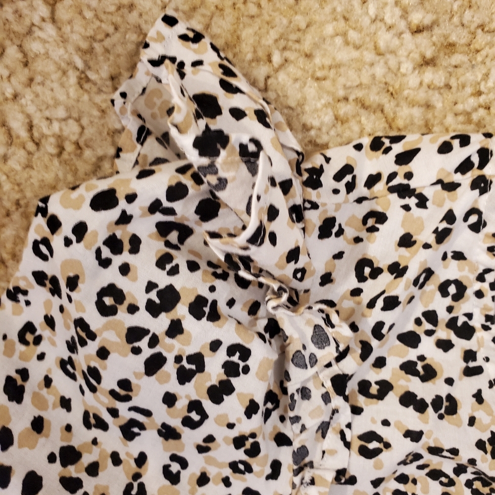 J. Crew v-neck ruffle  animal black/tan print Size XXS - Picture 9 of 11